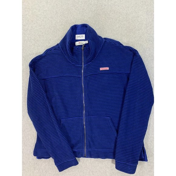 Vineyard Vines 100% Cotton Striped Full Zip Jacket (Women's Medium) Blue‎ - Picture 1 of 12